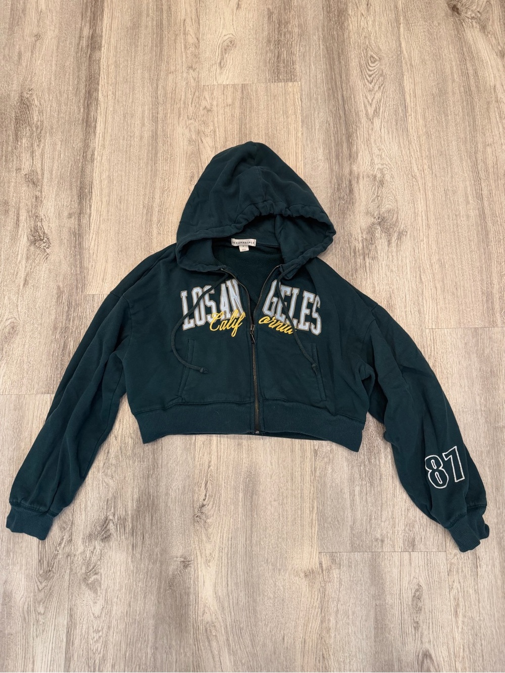 Aeropostale Small Los Angeles 87 Cropped Zip Up Hoodie Y2K